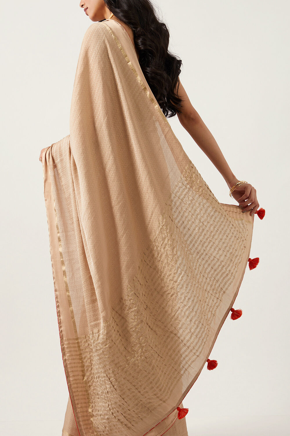 Beige Pure Crepe Nouveau Saree image number null