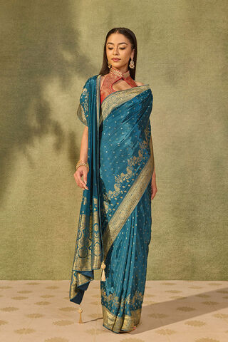 Blue Woven Pure Viscose Saree thumbnail image number null