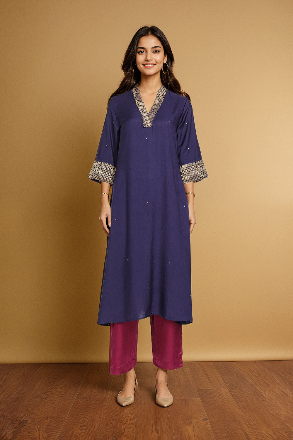 Blue Viscose Sequin Kurta image number null