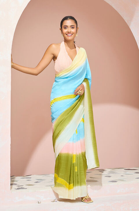 Multi Murshidabad Pure Silk Hand Painted Saree