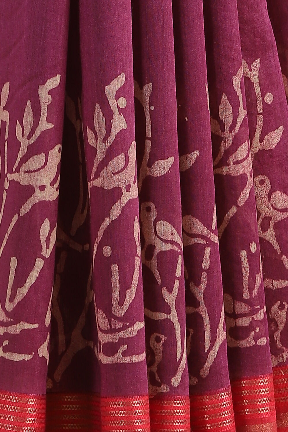 Purple Hand Blockprinted Pure Tussar Vanya Saree image number null