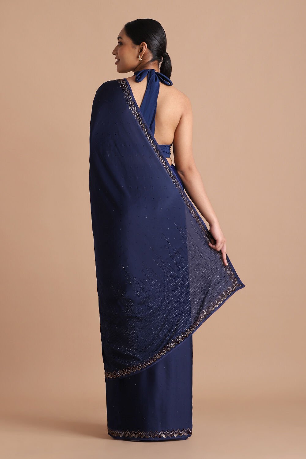 Dark Pure Blue Embroidered Saree image number null