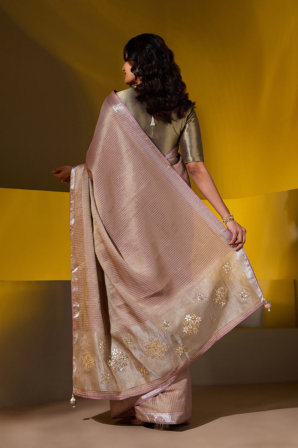 Light Violet Gotta Patti Embroidered Viscose Saree image number null