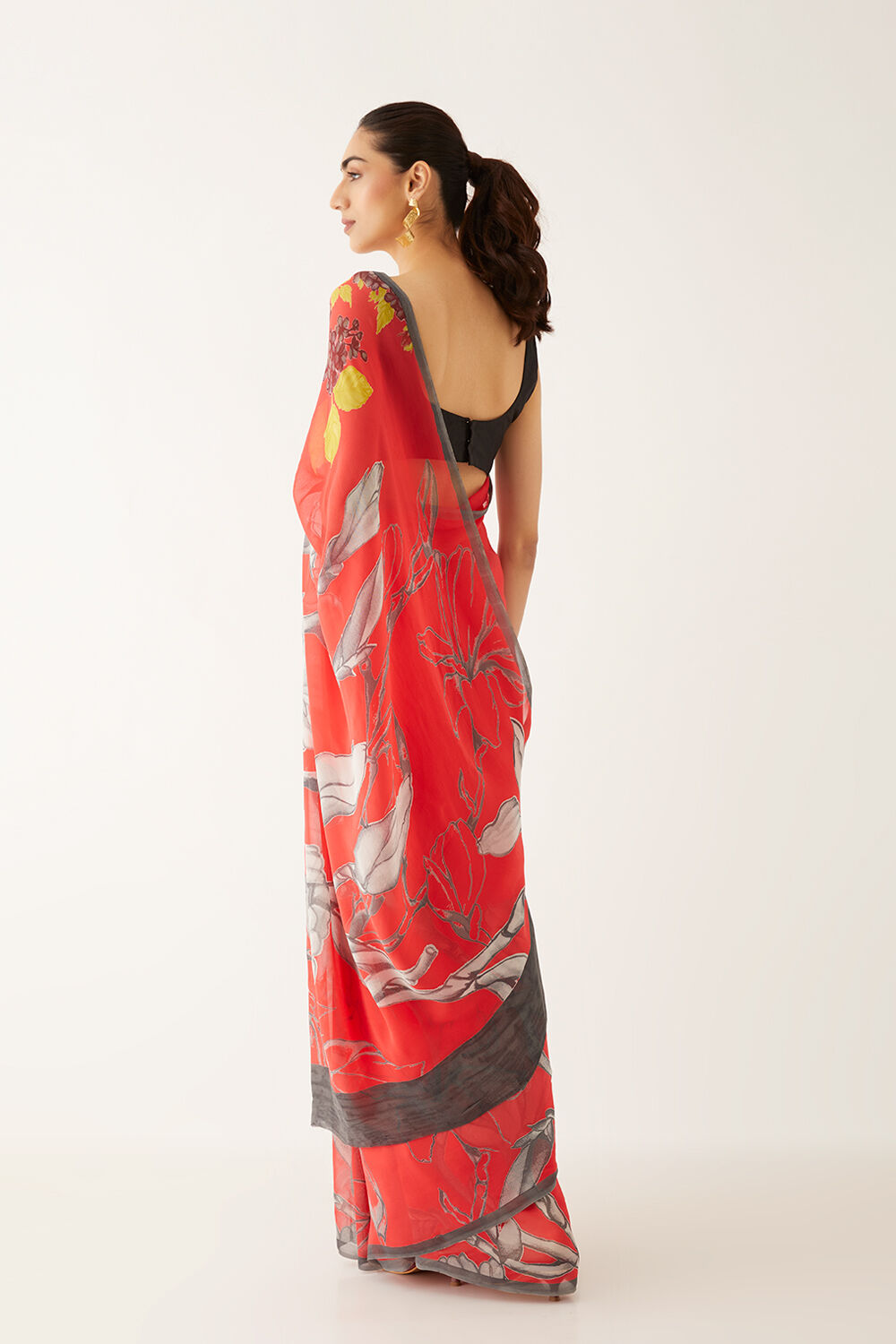 Red Viscose Georgette Printed Saree image number null