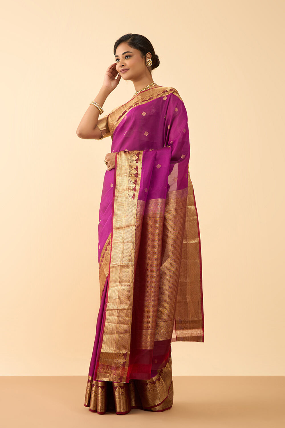 Pink Woven Silk Viscose Saree image number null