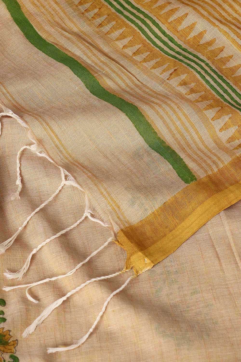Brown Pure Cotton Printed Saree image number null