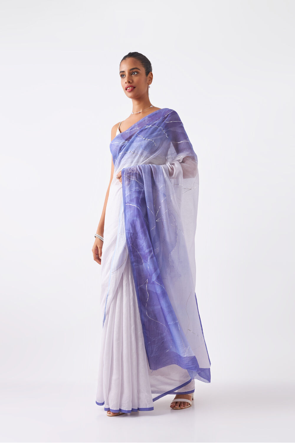 Violet Pure Silk Cotton Digital Printed Saree image number null