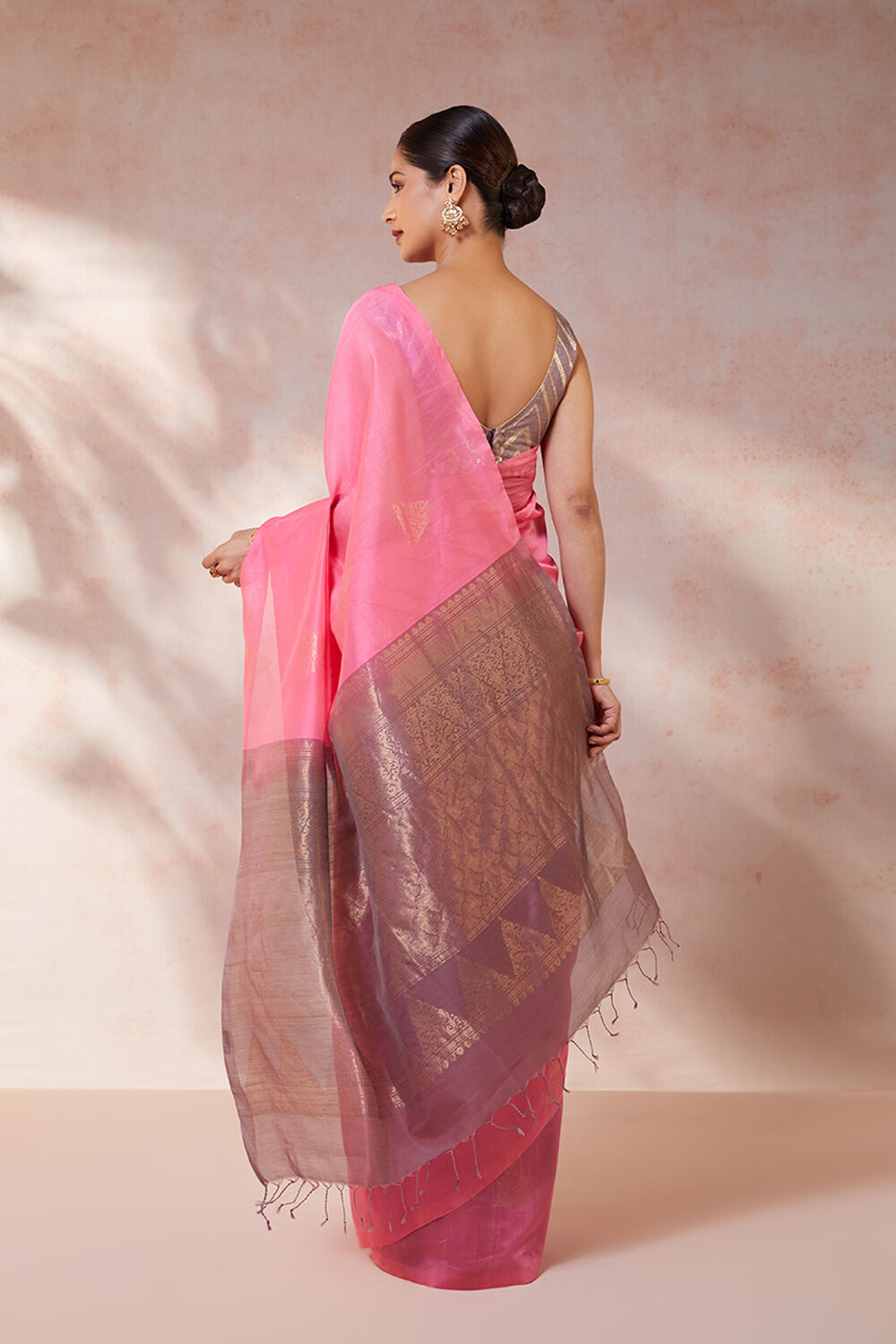 Pink Woven Pure Silk Cotton South Saree image number null