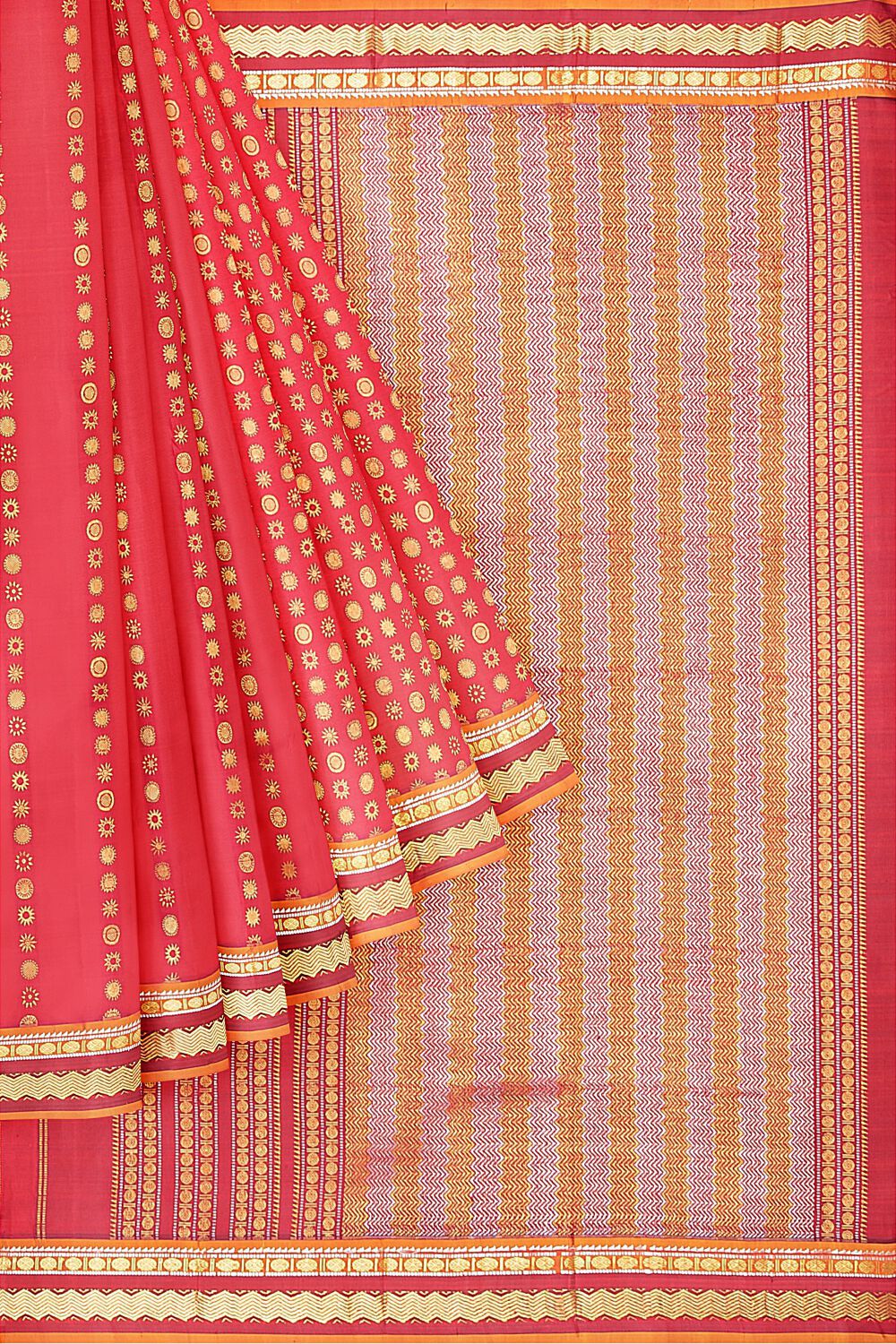 Dark Red Pure Silk Kanjivaram Saree image number null
