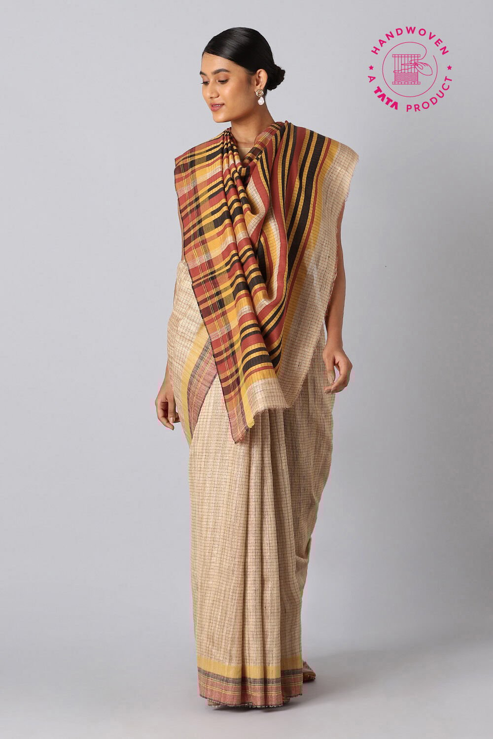 Brown Pure Tussar Silk Bhagalpuri Saree image number null