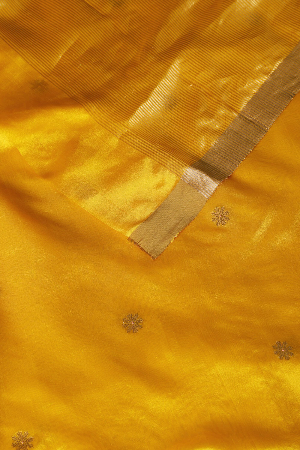 Yellow Pure Silk Chanderi Saree image number null