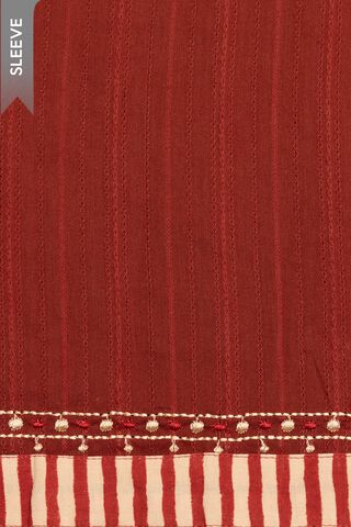 Dark Red Pure Cotton Embroidered Unstitched Suit Set thumbnail image number null
