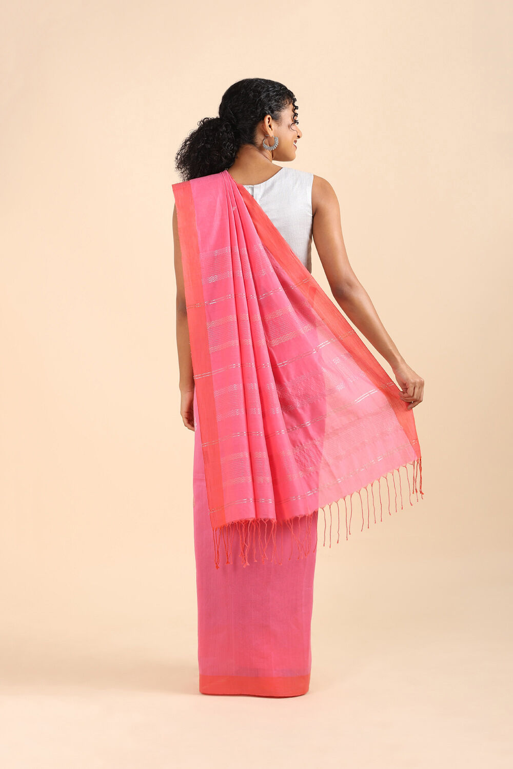 Pink Pure Cotton Jamdani Saree image number null