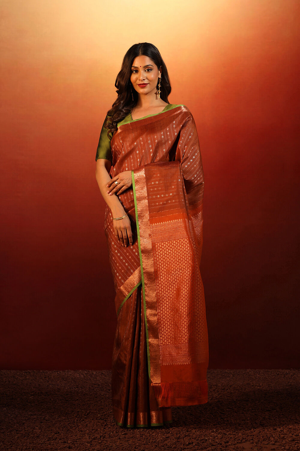 Maroon Woven Pure Silk Kanjivaram Saree image number null