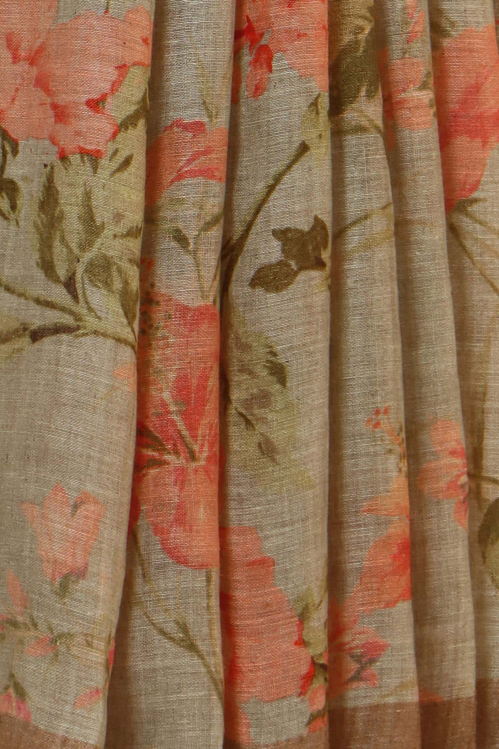 Light Green Pure Linen Digital Printed Saree image number null