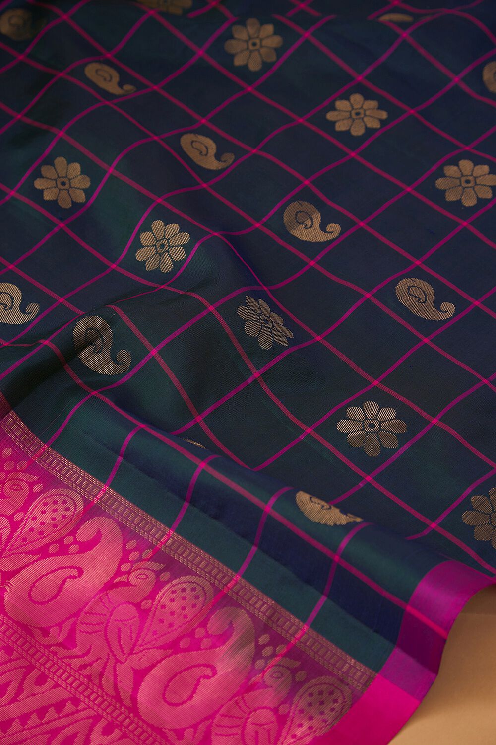 Dark Blue Woven Pure Soft Silk Saree image number null