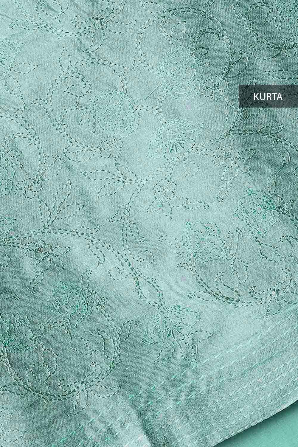 Light Green Tussar Embroidered Unstitched Suit Set image number null
