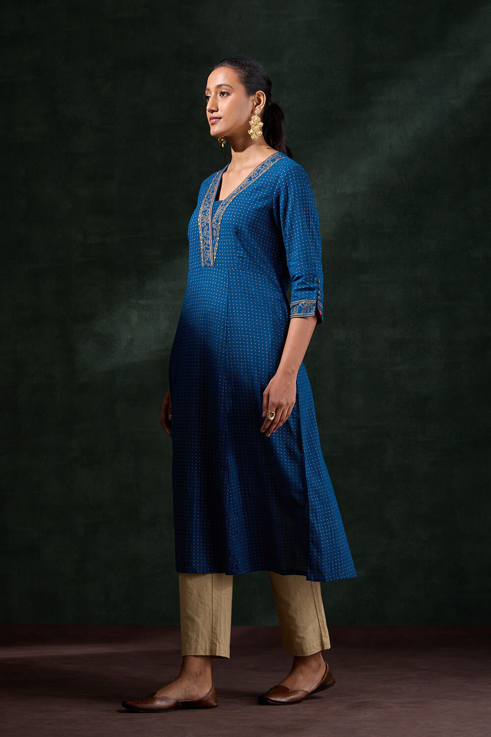 Blue Pure Cotton Printed Kurta image number null