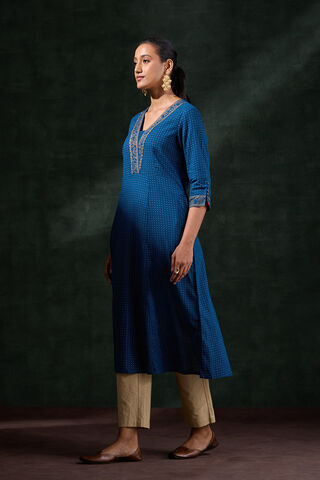 Blue Pure Cotton Printed Kurta thumbnail image number null