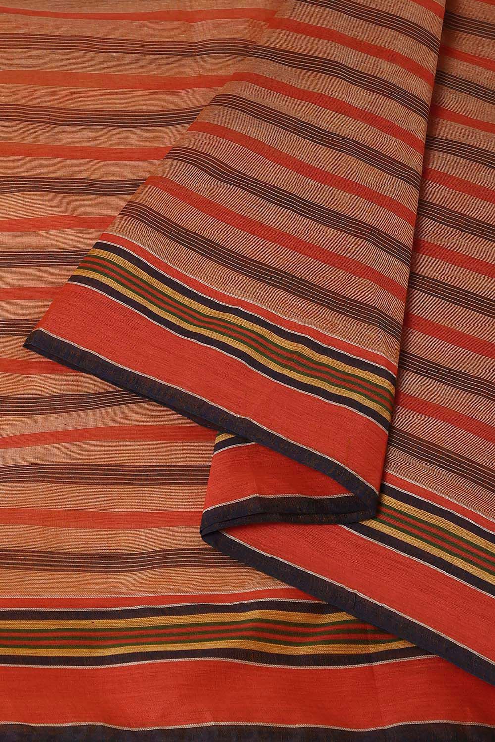 Orange Pure Cotton Bengal Saree image number null