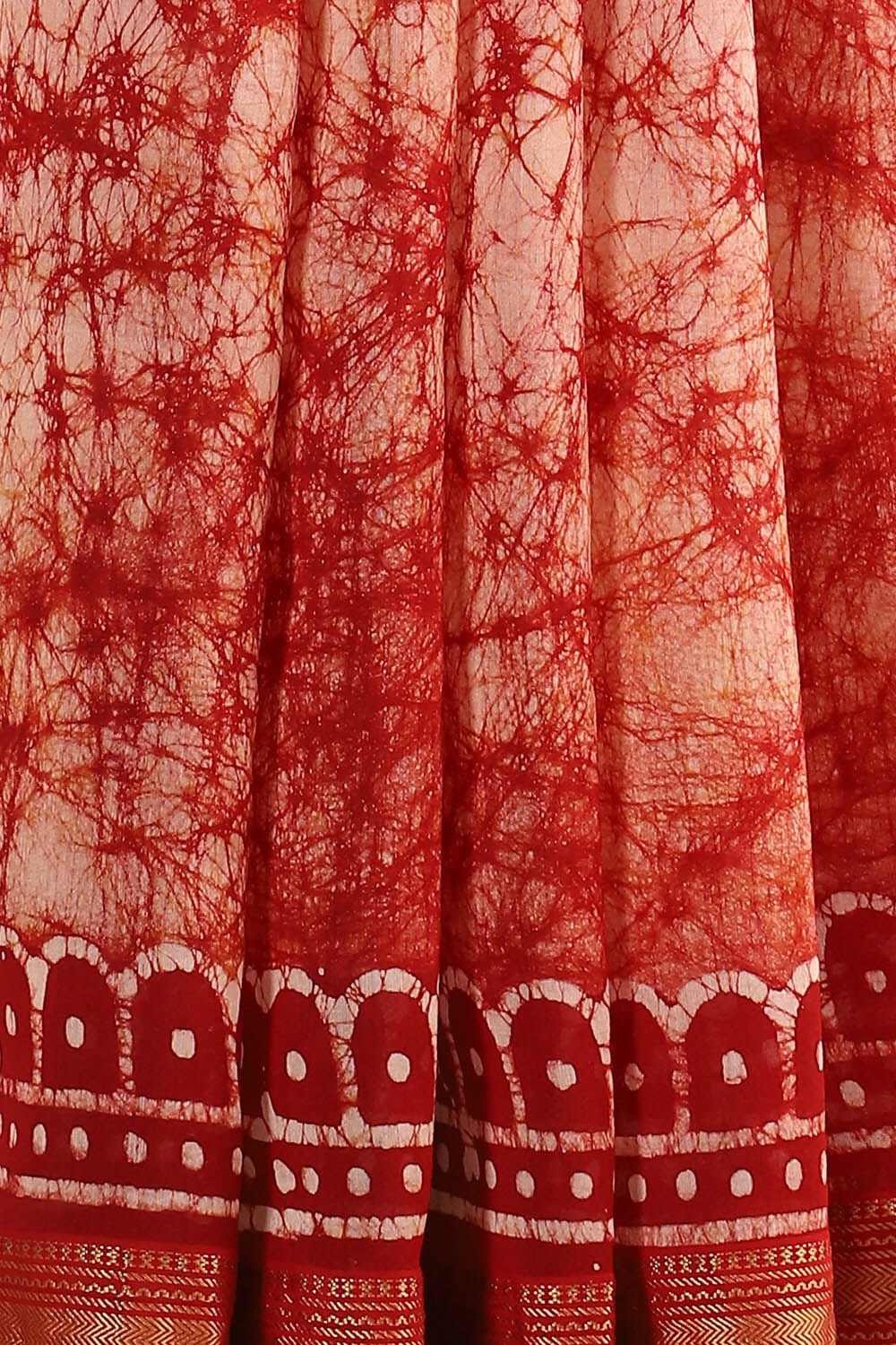 Dark Red Pure Silk Cotton Batik Saree image number null