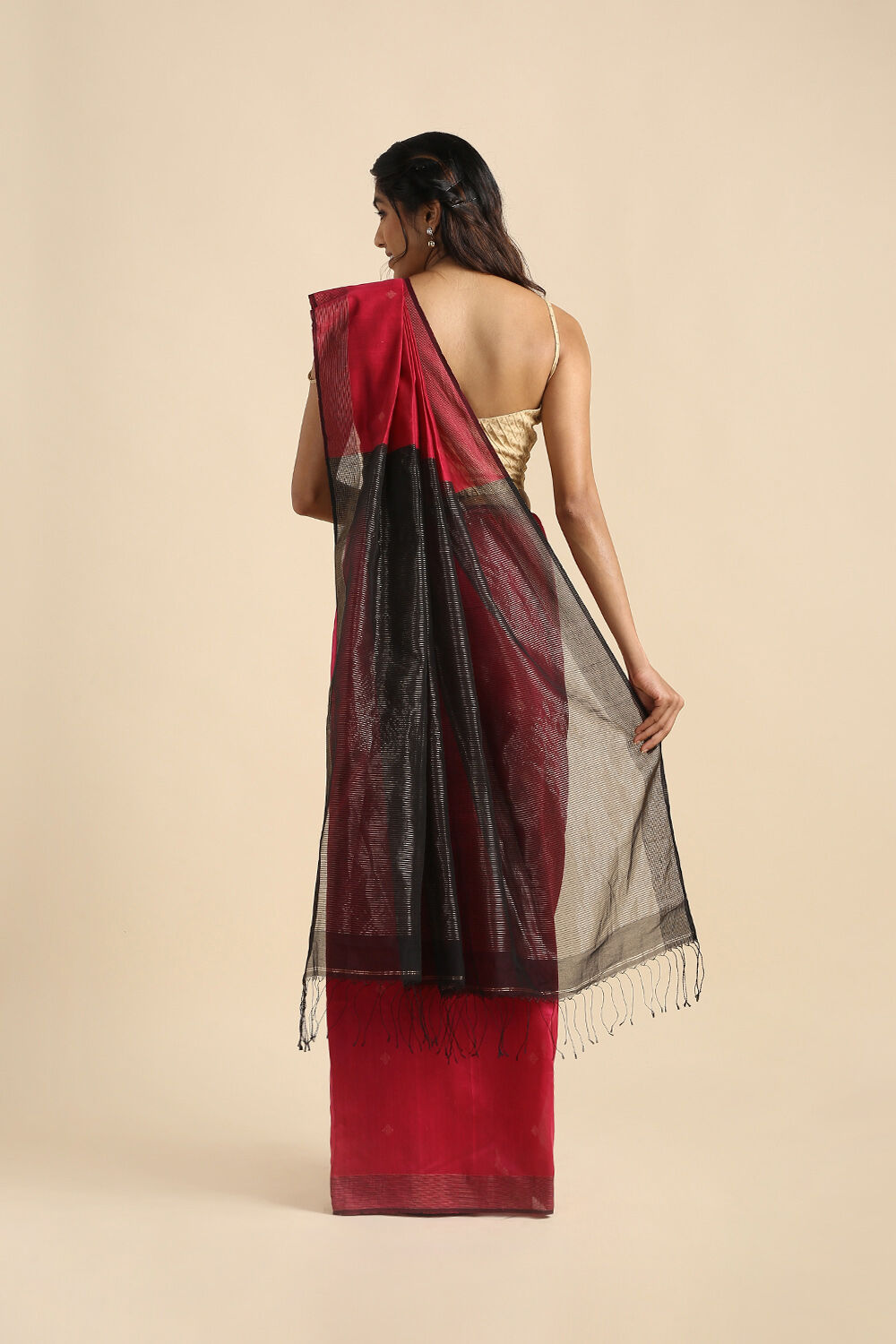 Pink Pure Silk Cotton Bengal Saree image number null