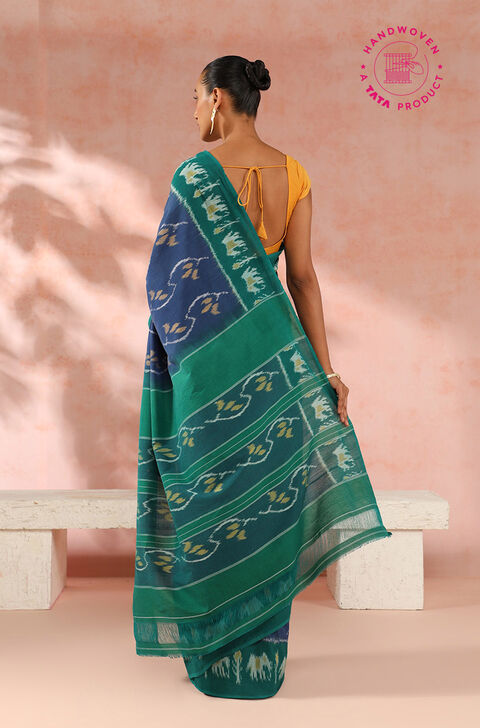 Blue Pure Cotton Pochampalli Ikat Saree