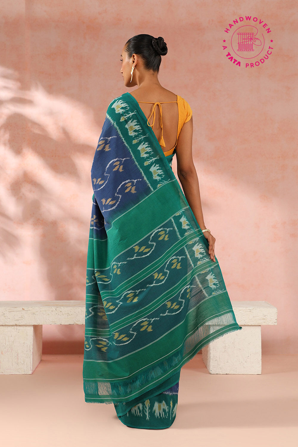 Blue Pure Cotton Pochampalli Ikat Saree image number null