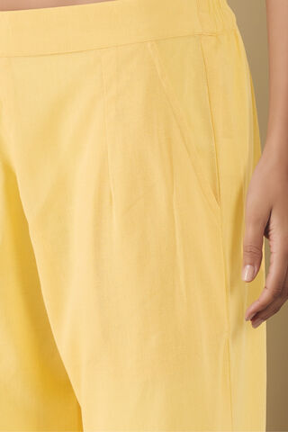 Light Yellow Woven Pure Cotton Linen Trouser thumbnail image number null