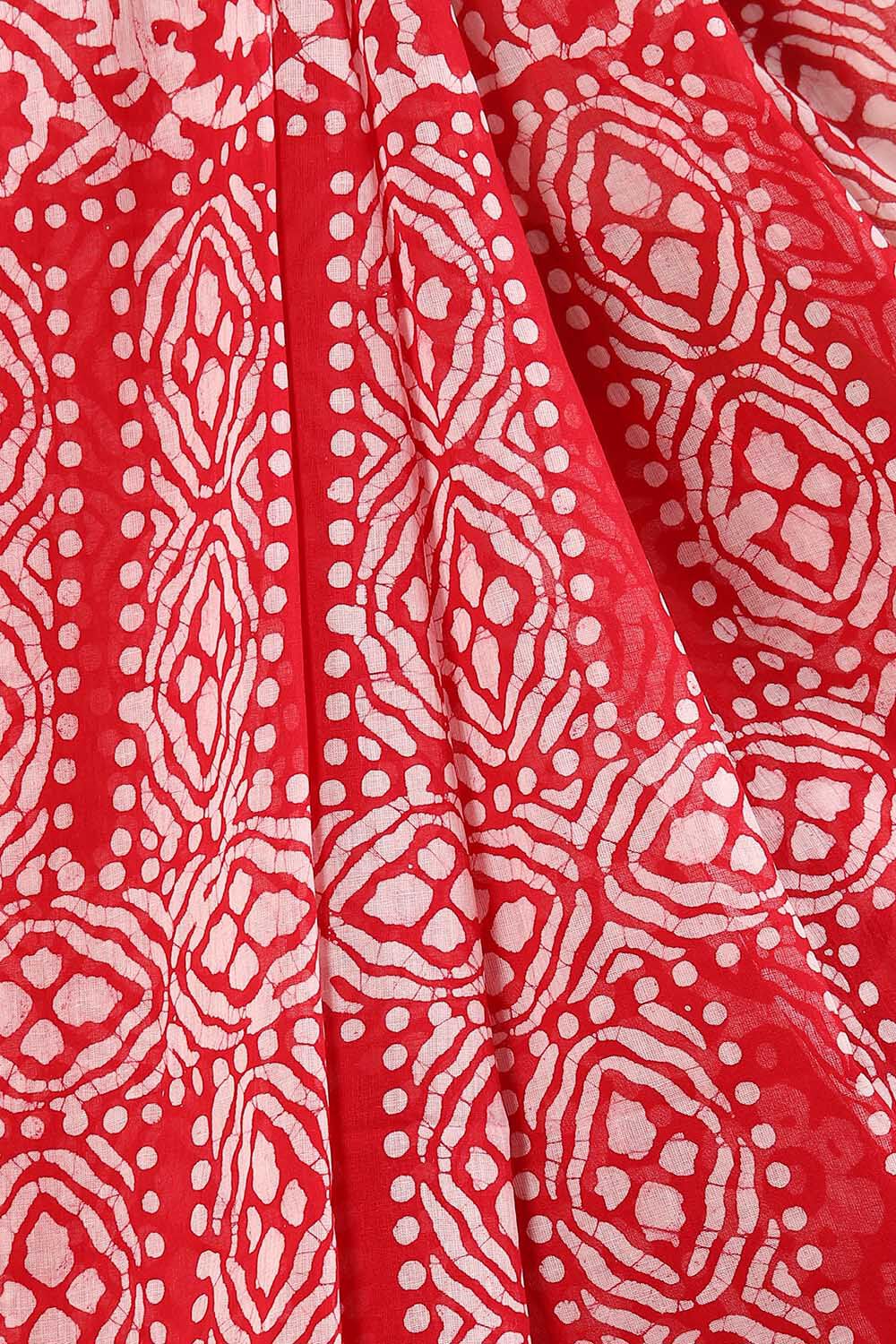 Red Pure Cotton Batik Saree image number null