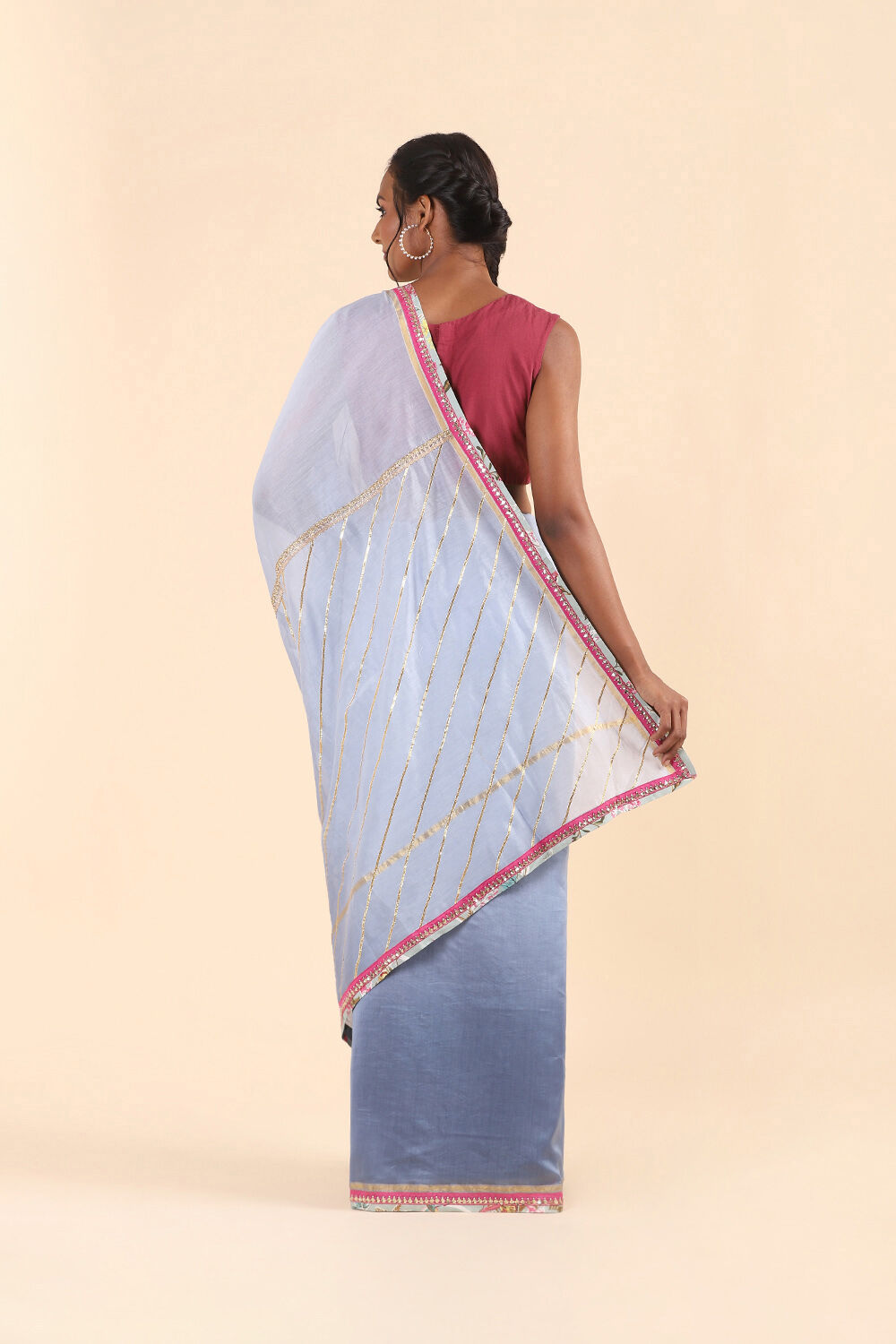 Light Blue Pure Silk Cotton Embroidered Saree image number null