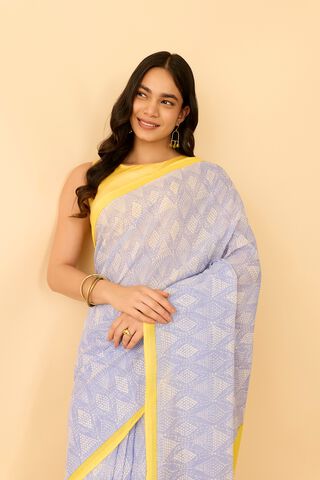 Blue Bengal Pure Cotton Mulmul Screen Printed Saree
