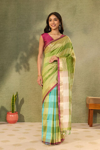 Green Woven Pure Silk Bengal Saree thumbnail image number null