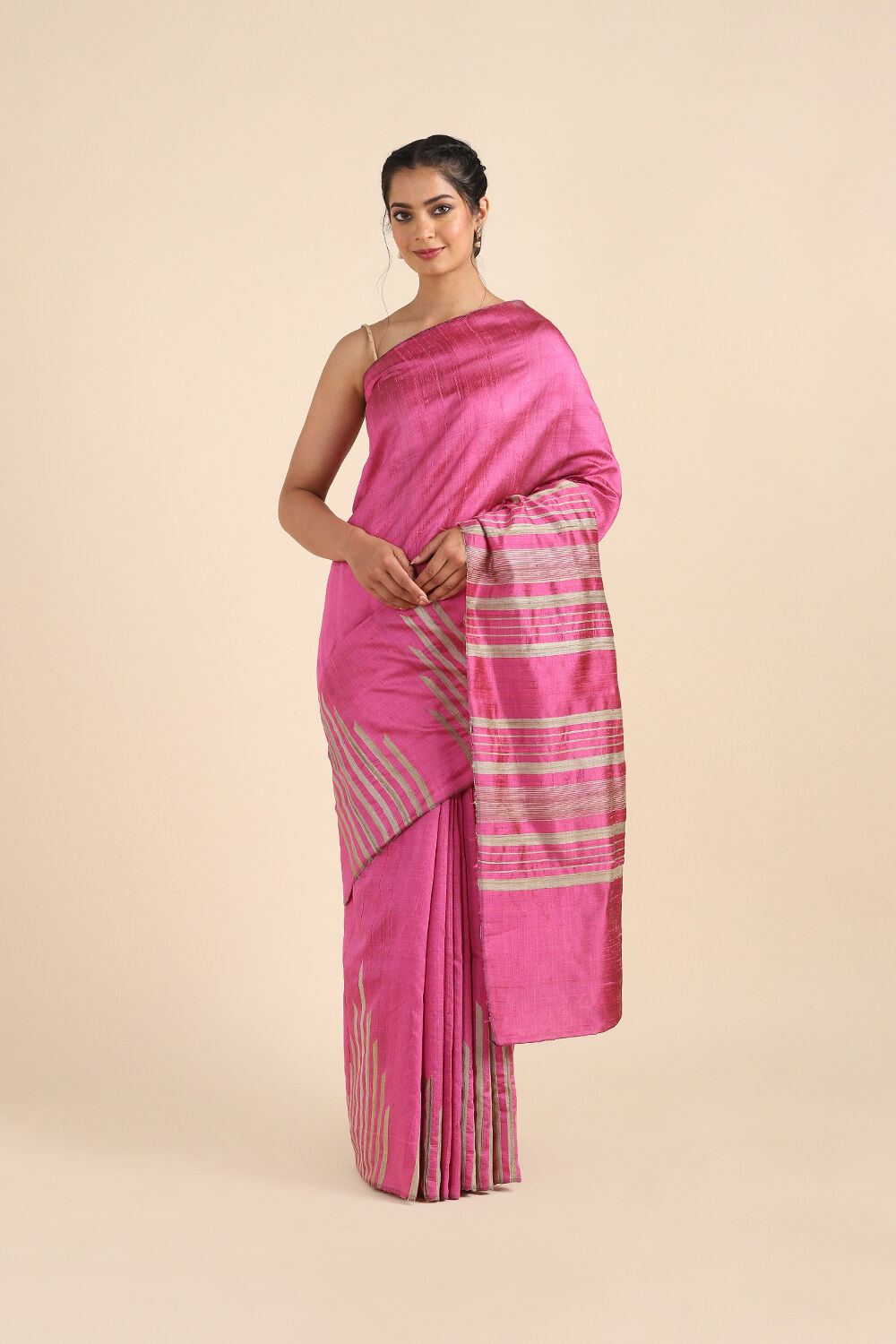 Dark Pink Pure Silk Woven Saree image number null