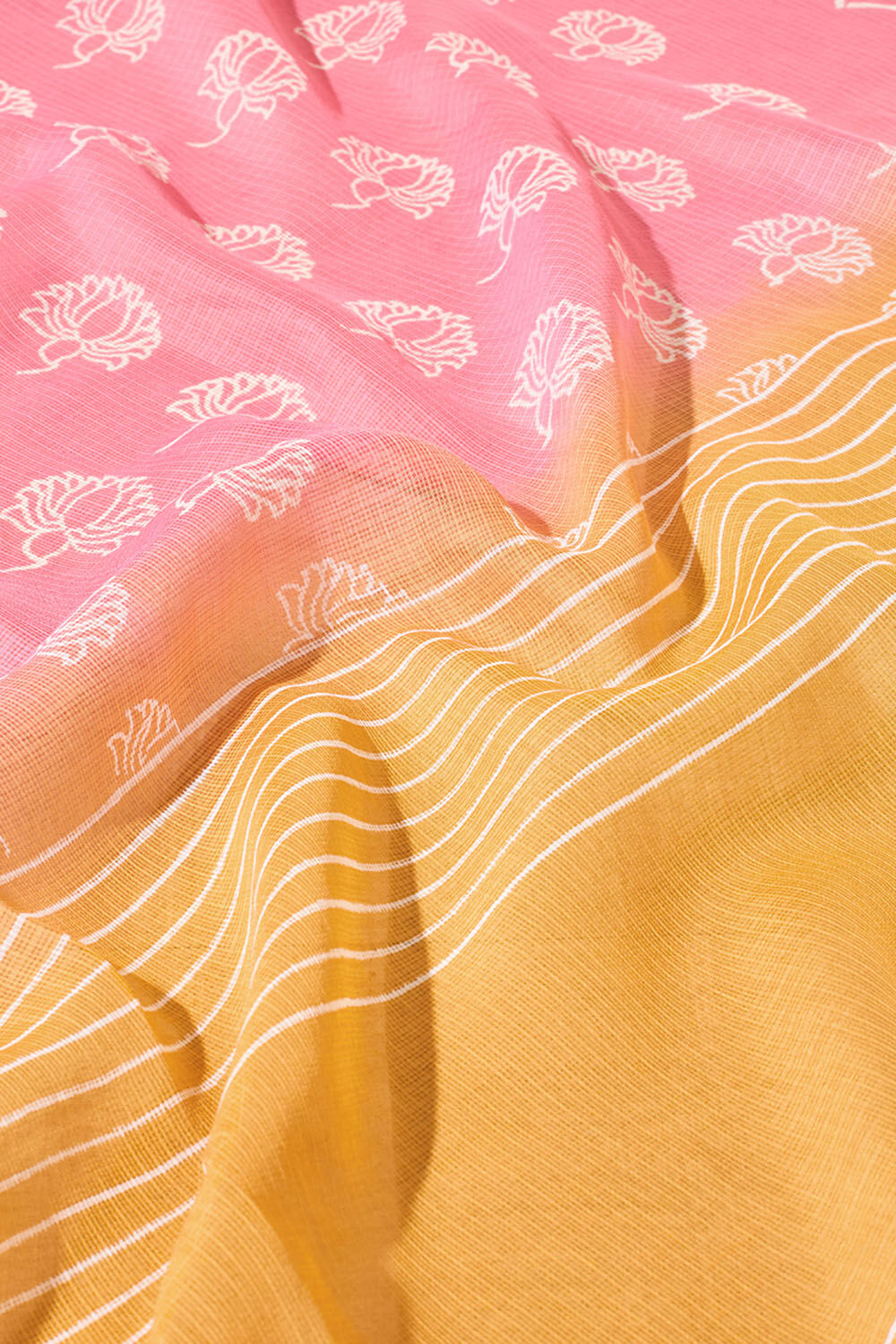 Pink Block Printed Kota Pure Silk Kota Saree image number null