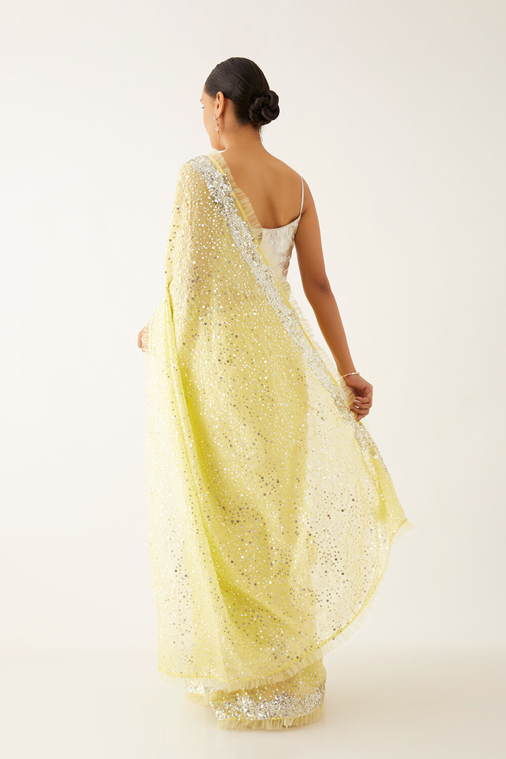 Light Yellow  Organza Viscose Embroidered Saree image number null