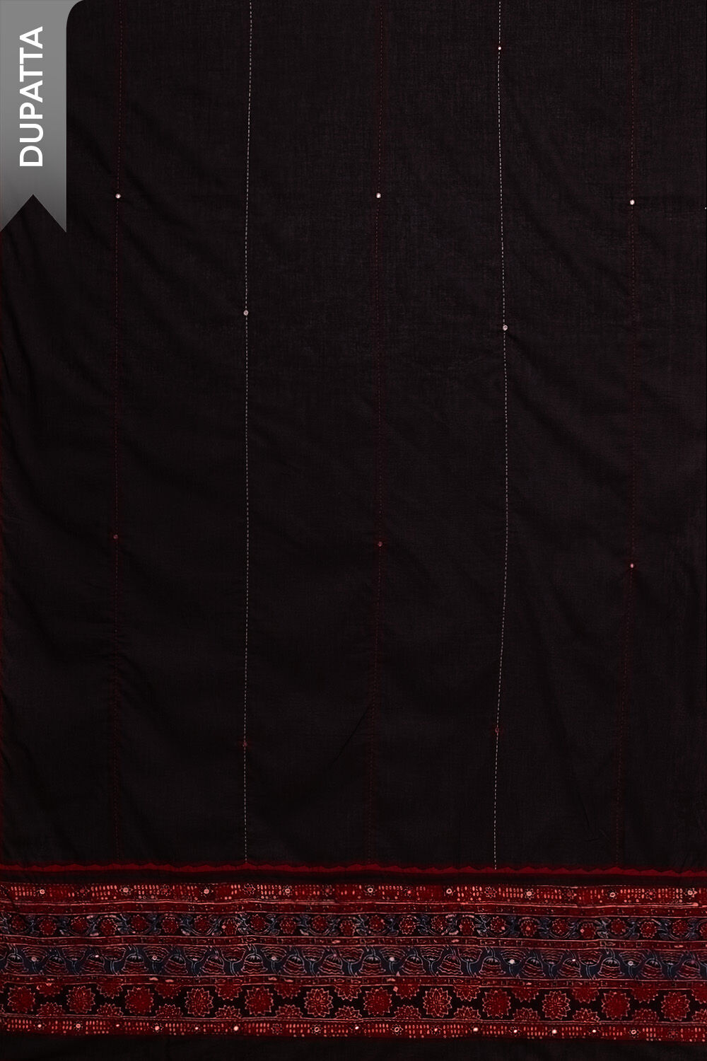 Red Pure Cotton Ajrakh Unstitched Suit Set image number null