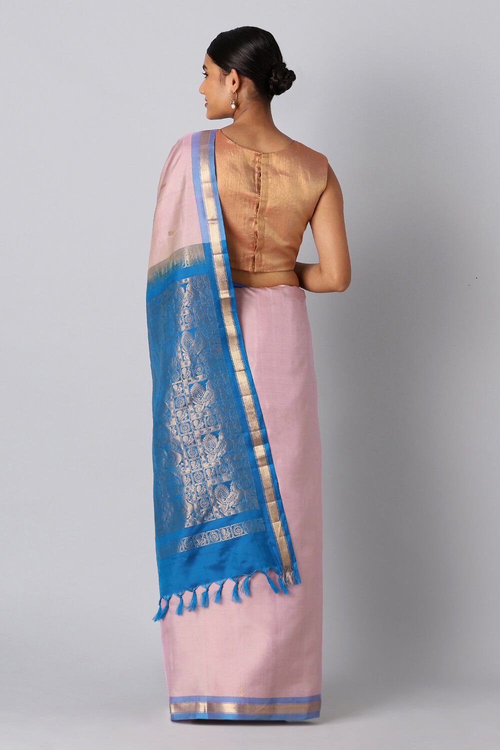 Light Pink Pure Silk Kanjivaram inspired Saree image number null