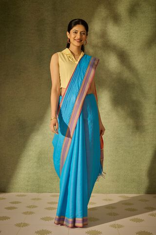 Blue Bhagalpur Woven Silk Viscose Saree thumbnail image number null