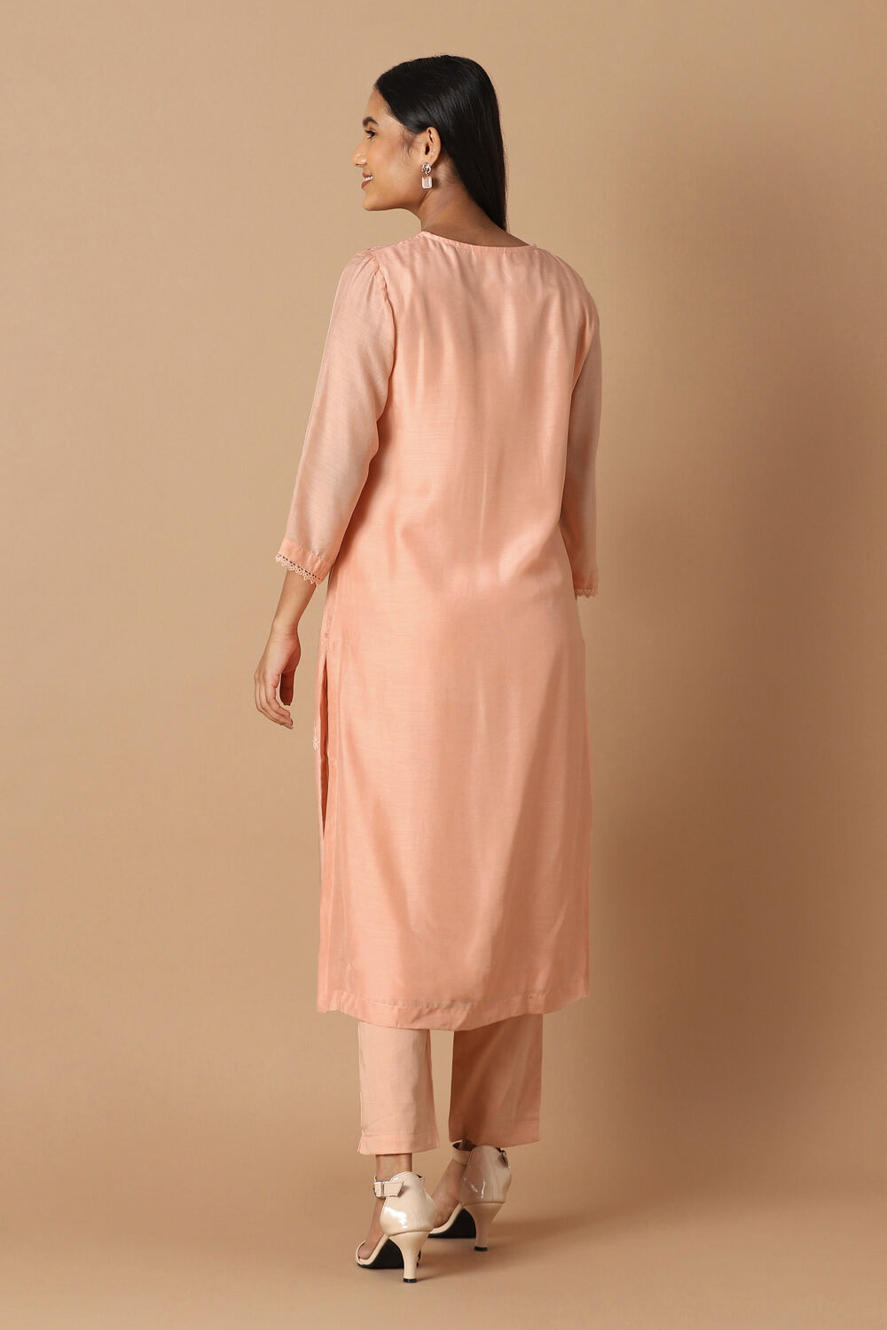 Light Pink Embroidered Kurta Set image number null