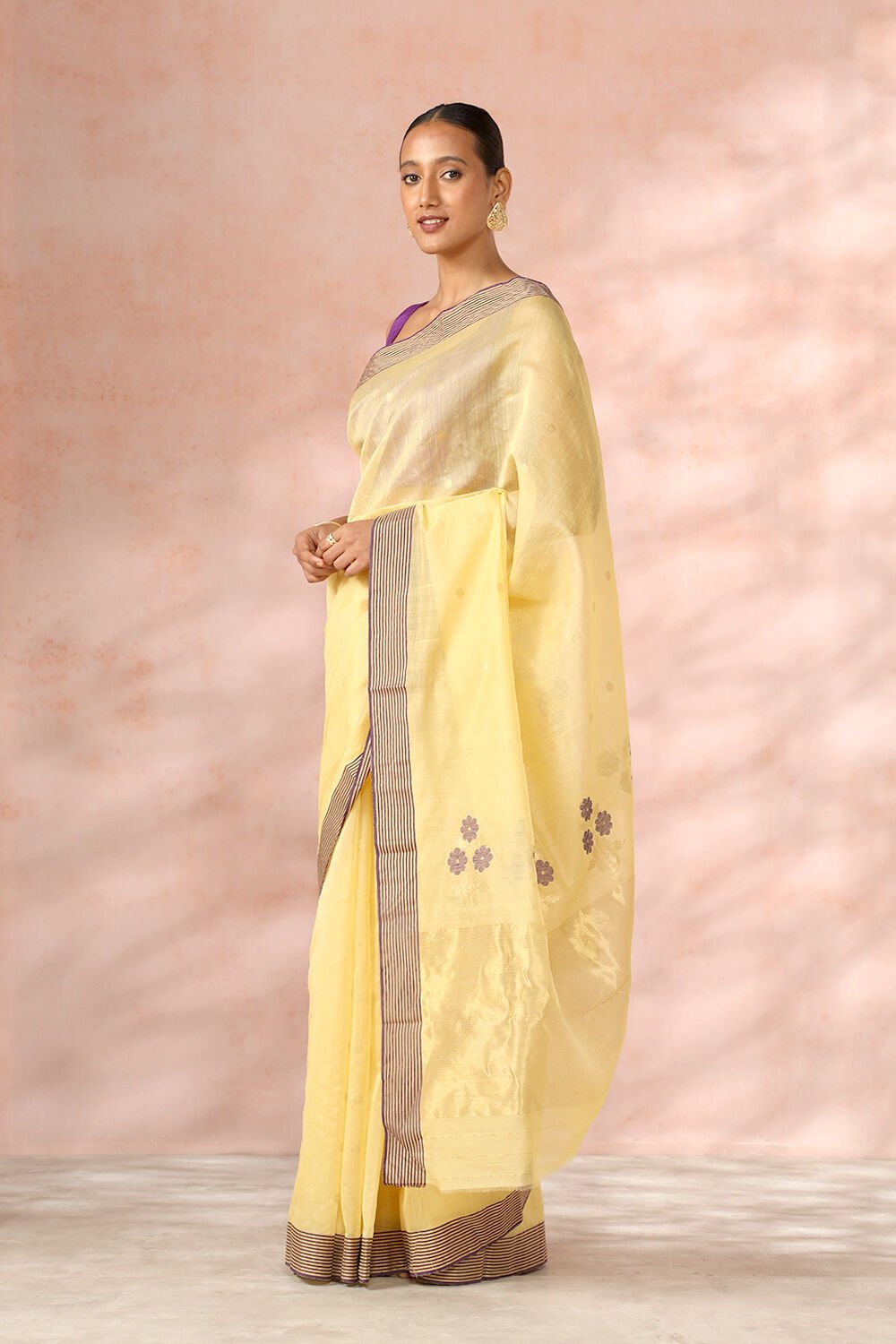 Yellow Chanderi Pure Silk Cotton Woven Saree image number null