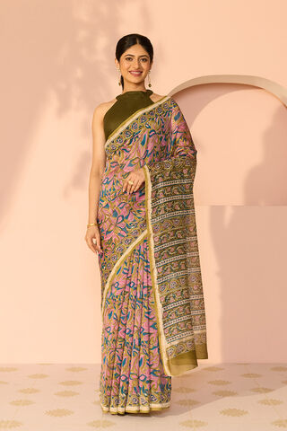 Pink Rajasthan Pure Silk Cotton Printed Sanganeri Saree thumbnail image number null