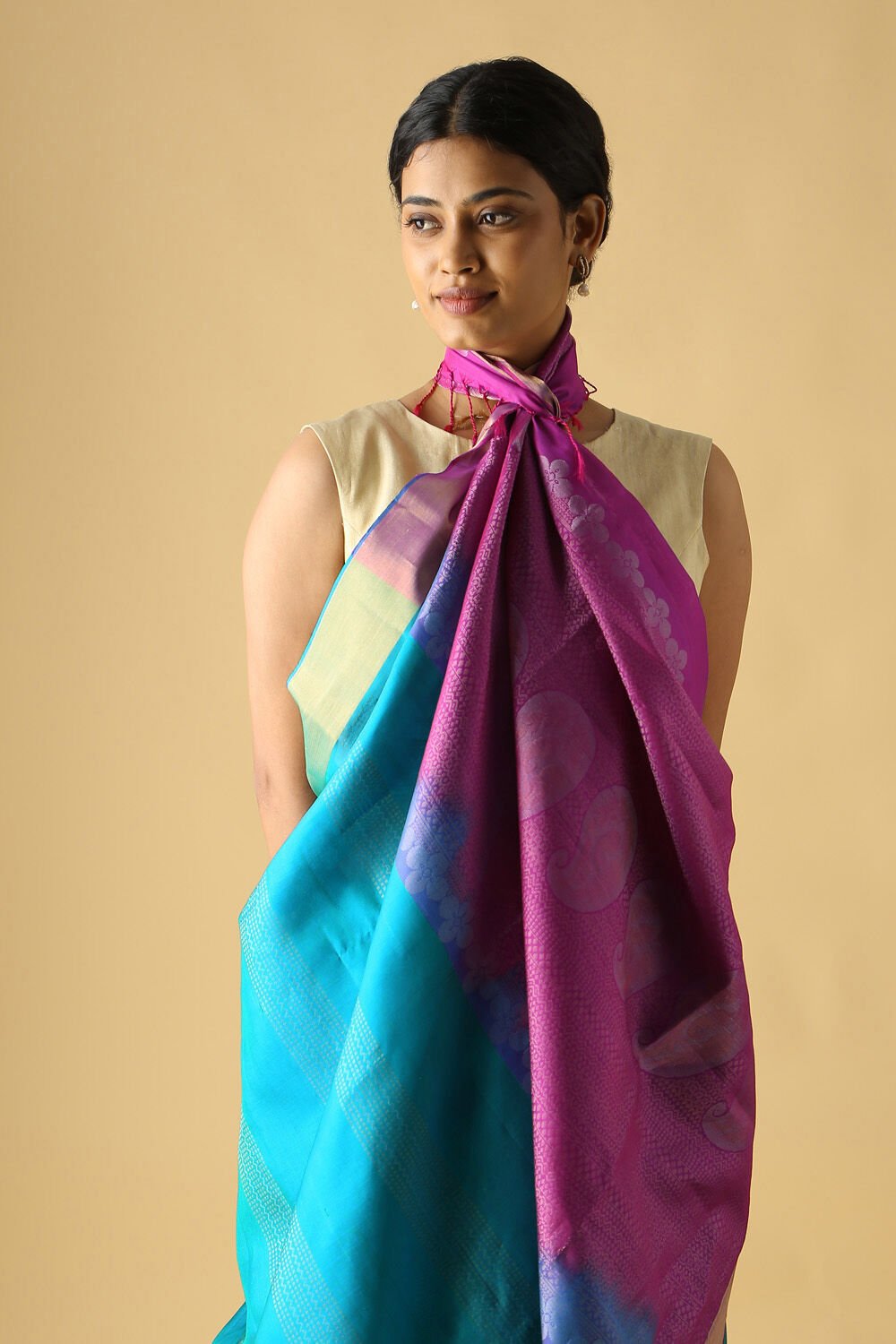 Dark Blue Pure Silk South Saree image number null