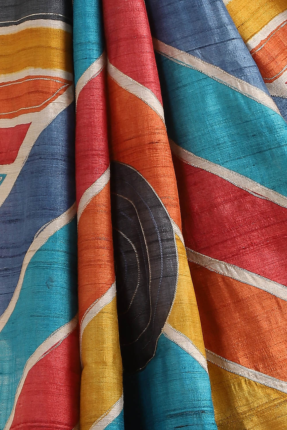 Grey Pure Tussar Silk Embroidered Saree image number null