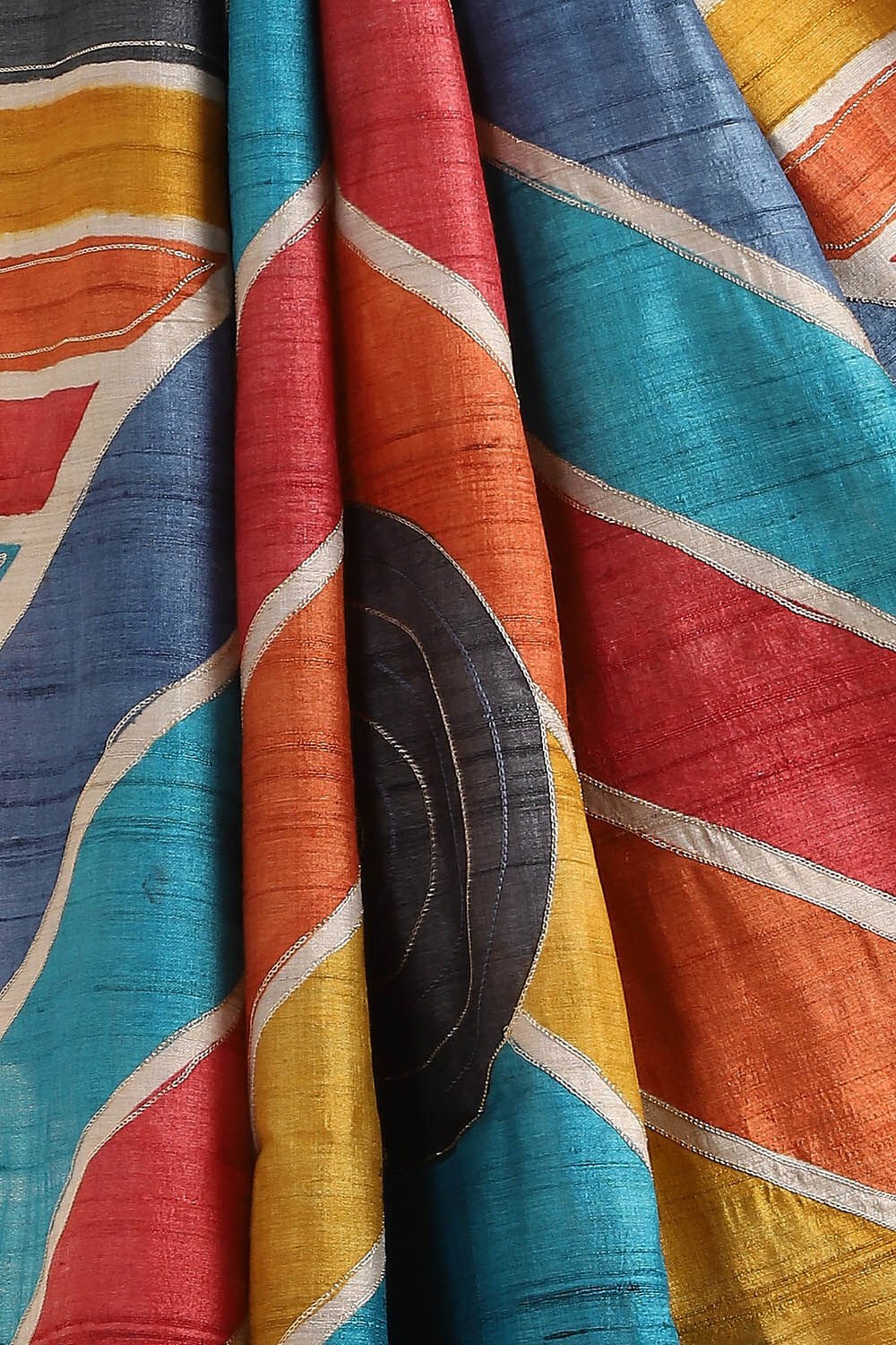 Grey Pure Tussar Silk Embroidered Saree image number null