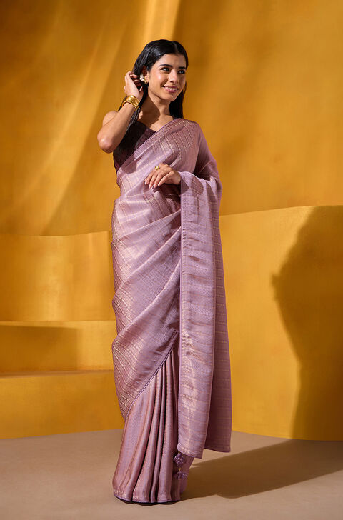 Purple Tanchoi Viscose Tissue Saree