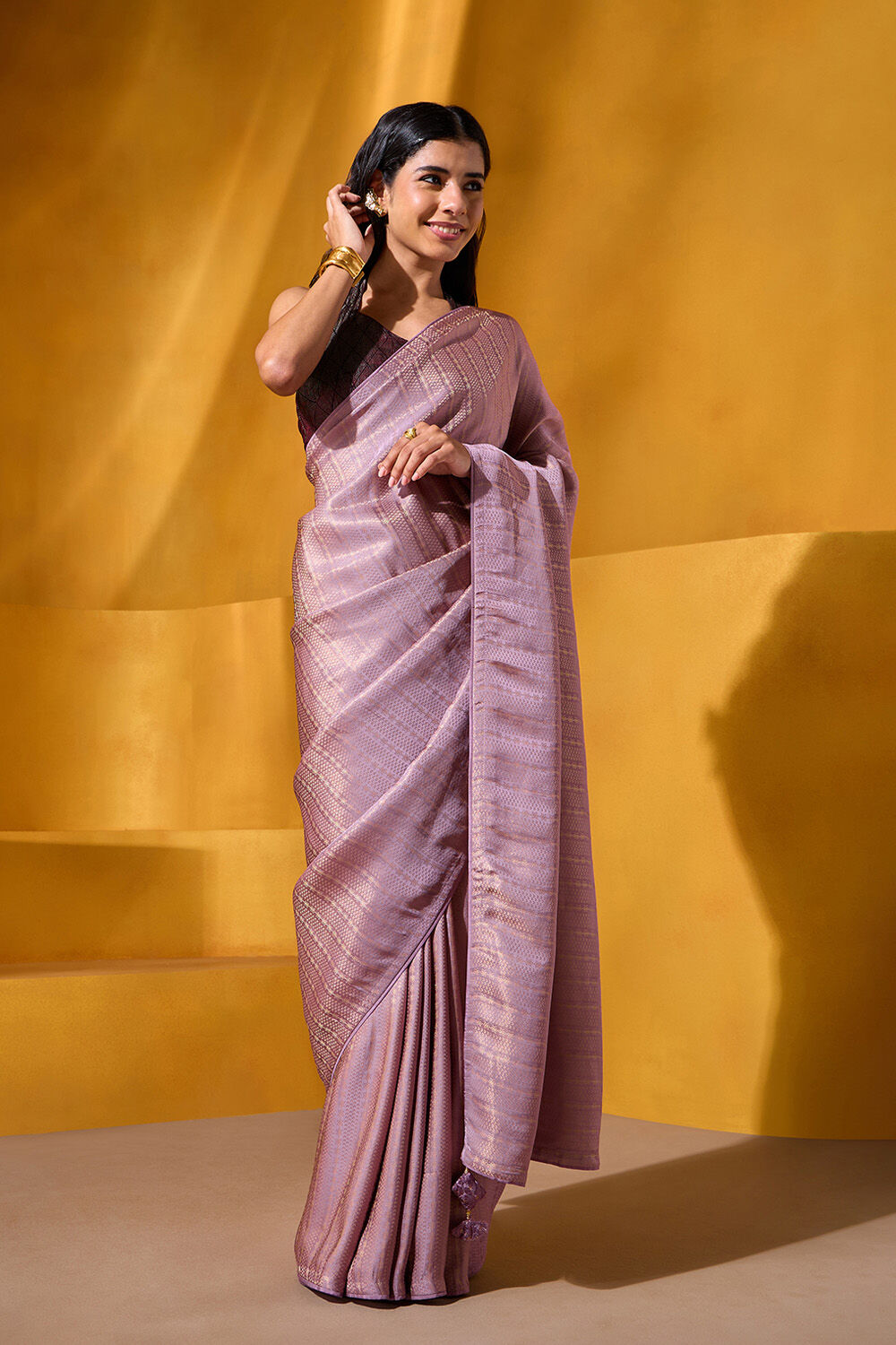 Purple Tanchoi Viscose Tissue Saree image number null