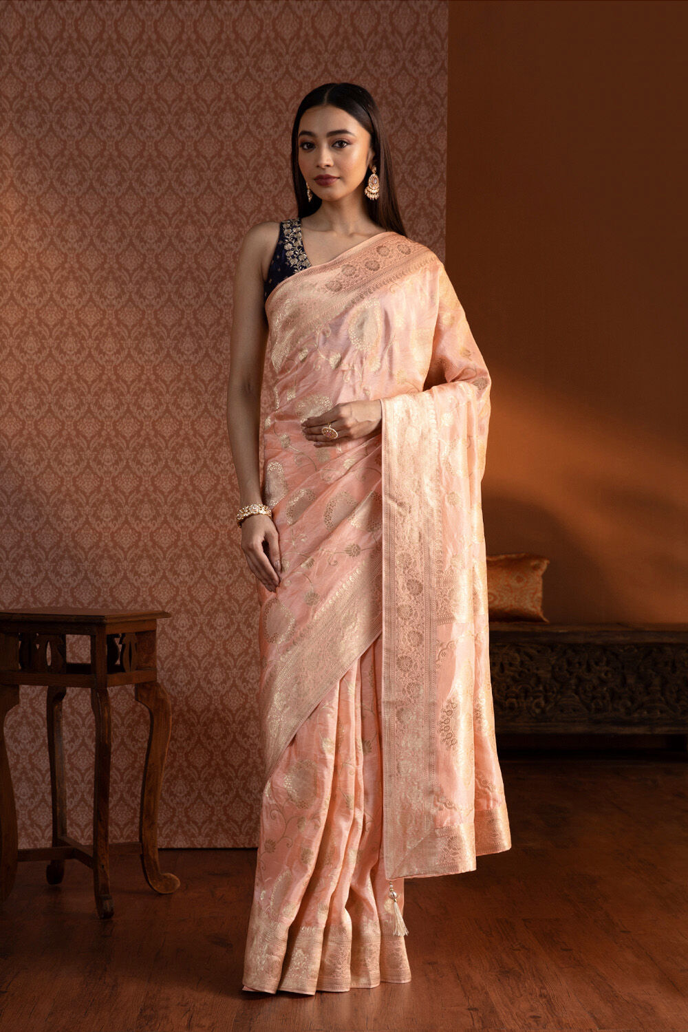 Orange Woven Luxe Saree image number null