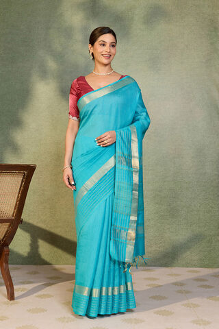 Light Blue Bhagalpur Woven Pure Silk Saree thumbnail image number null