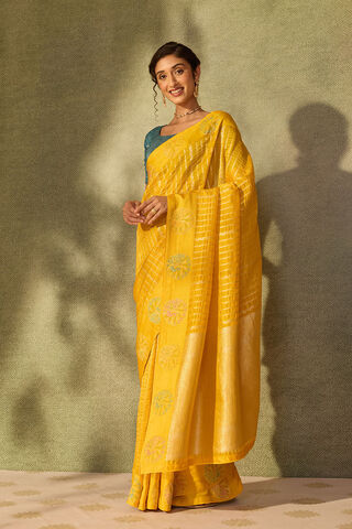 Yellow Pure Viscose Woven Saree thumbnail image number null